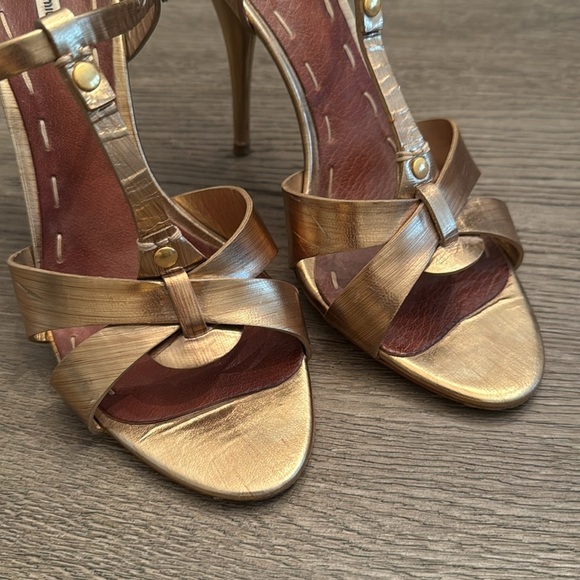 Miu Miu Gold Strappy High Heel Sandals size 38 - Picture 2 of 5